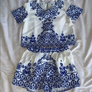 2 piece set crop top/high waisted shorts